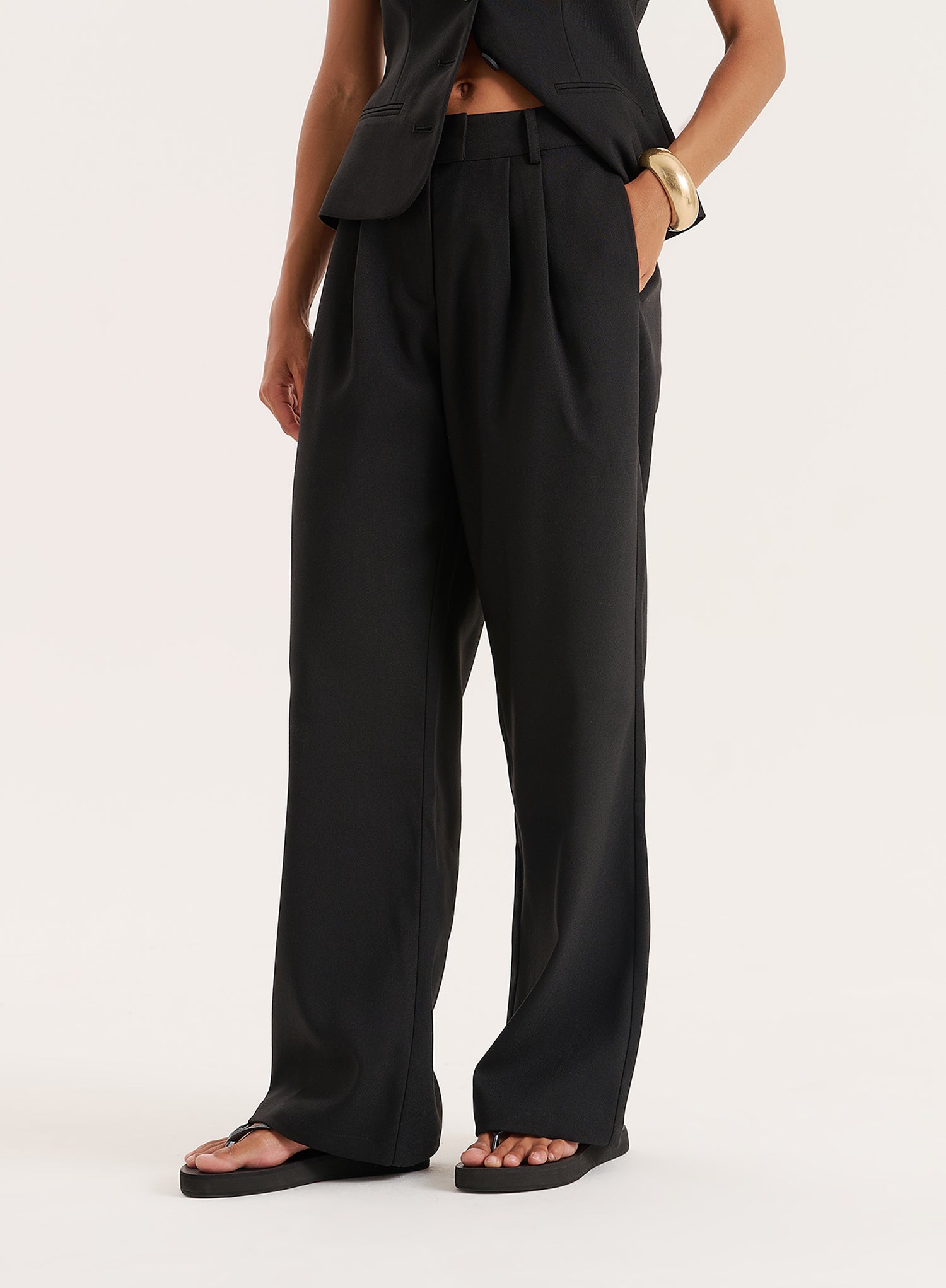 Black Tailored Wide Leg Trouser